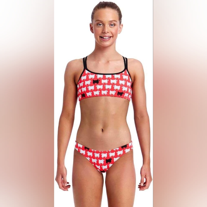 Funkita Ladies Bikini Criss Cross Top Black Sheep Sz 12
